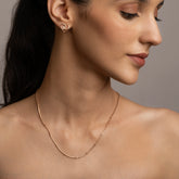 Twin Motif Stud Earrings with Cross My Heart Chain