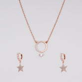 Celestial Star Hoop Earrings with Petite Halo Pendant