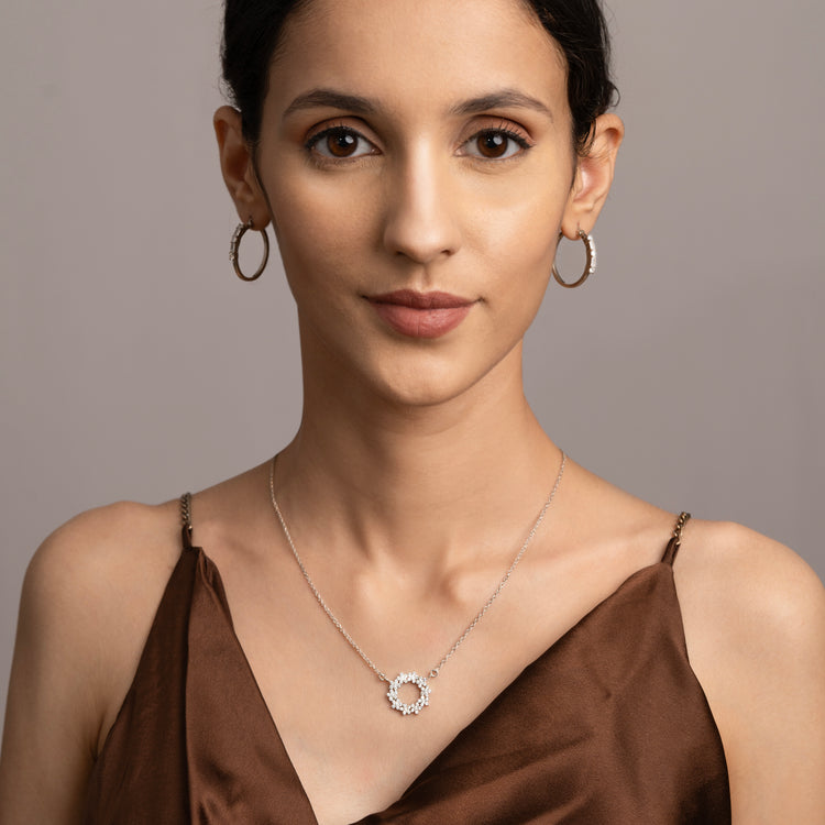 Patio Hoop Earrings with Starburst Pendant