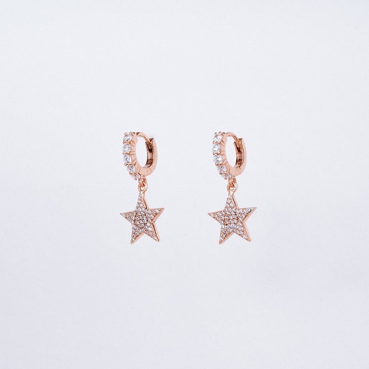 Regard Jewelry - 14K Gold Star Hoop Earrings Regard Jewelry