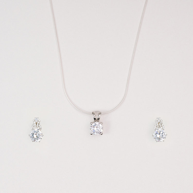 Moon & Shine Studs with Dove Solitaire Pendant