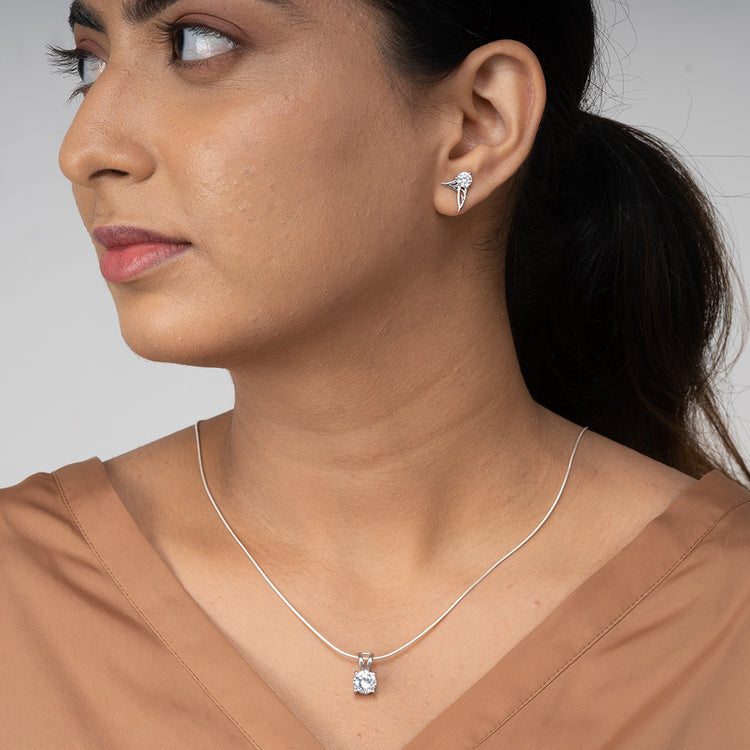 Snitch Earring with Dove Solitaire Pendant